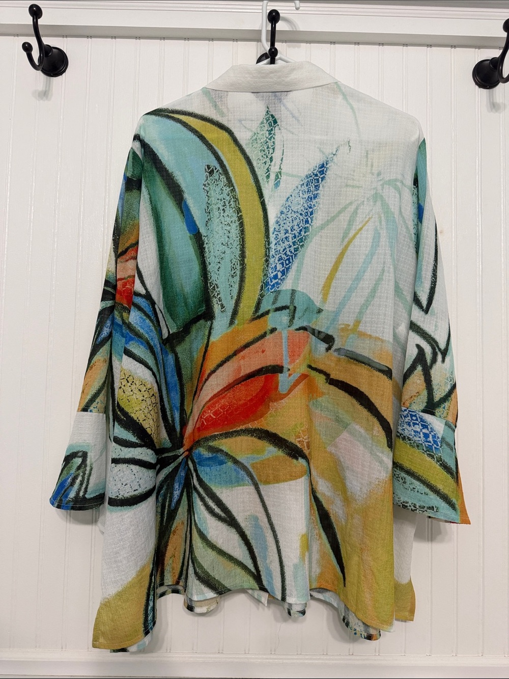 AliMiles Artsy Floral Whimsical TUNIC TOP Cute Slvs EasyCare Lightweight EUC - Picture 2 of 6